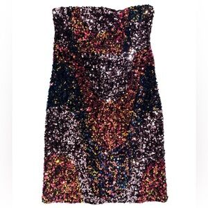 MANGO Multicolor Sequin Strapless Dress size 4
